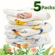 thumbnail image 1 of 5pcs Muslin Burp Cloths Baby Burp Clothes - Random Combination 100% Cotton Burp Rags For Boy Girls Baby Bibs 6 Layers 10''x10'' Hand Washcloths Extra Soft And Absorbent, 1 of 4