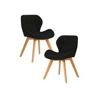 Habita2 Chile - Pack 2 Sillas Para Comedor Aviador Radar Tapiz Lino Base Madera - Negro