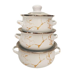 Magideal - Juego De 3 Ollas Esmaltadas Para Cocinar, Utensilios De Cocina, Olla Con Tapa, Vaporera Y Calentador De Alimentos Para Inauguraciones De Casa Y Bodas.