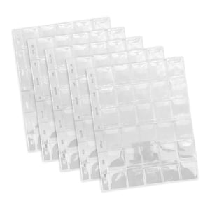 Magideal - Páginas De Divisas Protector, Transparente, Sábanas De Carpeta Insertos De Bolsillo, Soporte De Mangas De Recolección De Colección De Colección Ligera Paginas De Monedas De 30 Cuadrículas