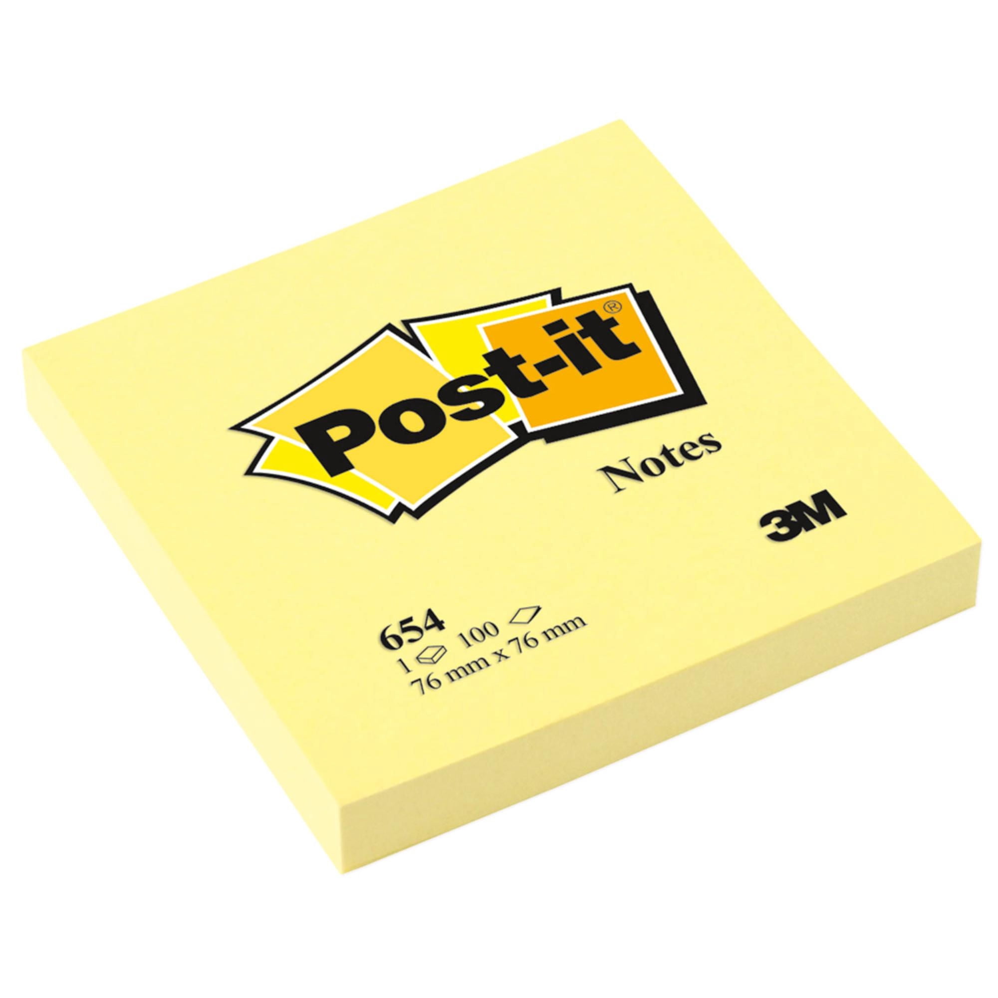 Notas Adhesivas 3m Post-it 654 Amarillo 76x76 Mm 100 Hojas 1 Un Post It