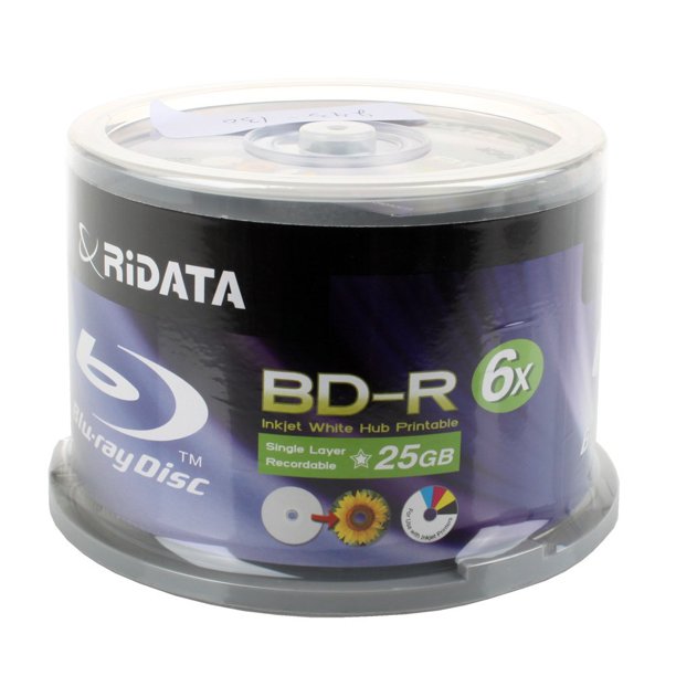 Disco Blu-ray Ritek Ridata BD-R, 6 unidades, 25 GB, blanco, imprimible por inyección de tinta