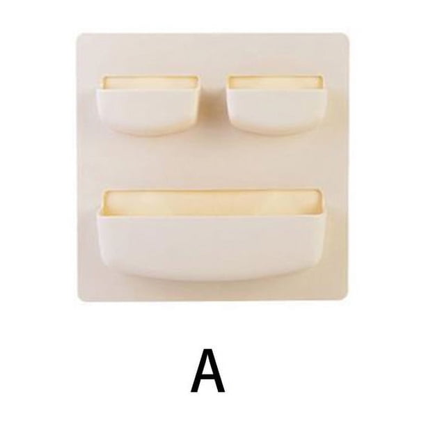 1pc Adhesive Wall Storage Rack, Bathroom Wall Storage Rack, No Punching Wall Hanging Kitchen Storage Rack