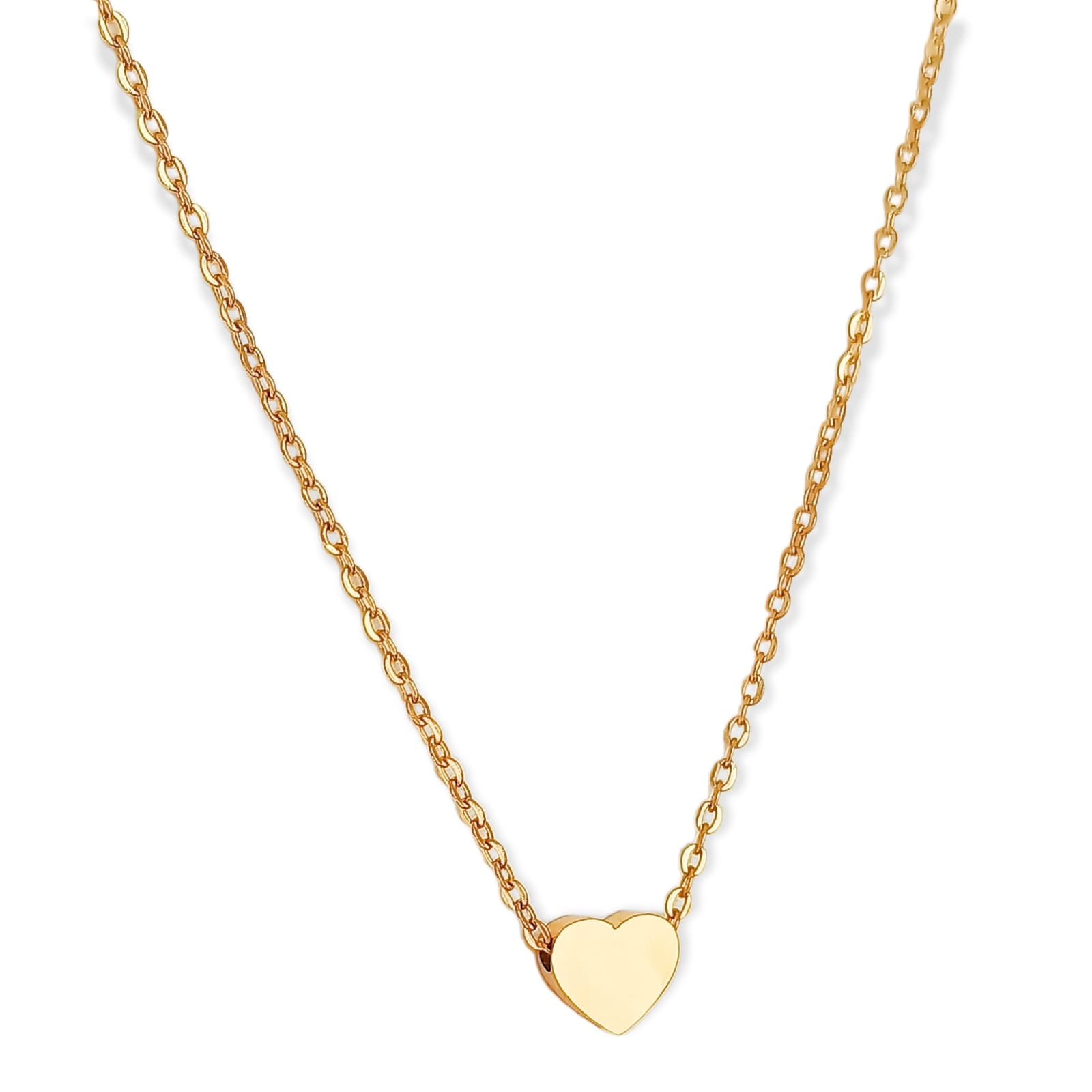 Elbauldejuma - Cadena Corazon Golden Minimalista Chapada En Oro 18k