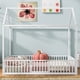 thumbnail image 1 of Full Size Metal House Bed with Fence and Door, White, 1 of 3