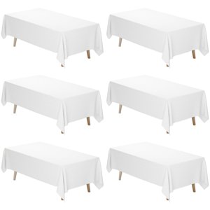 Mantel Fixwal, Tela De Poliéster Blanco, 180 X 300 Cm, Paquete De 6