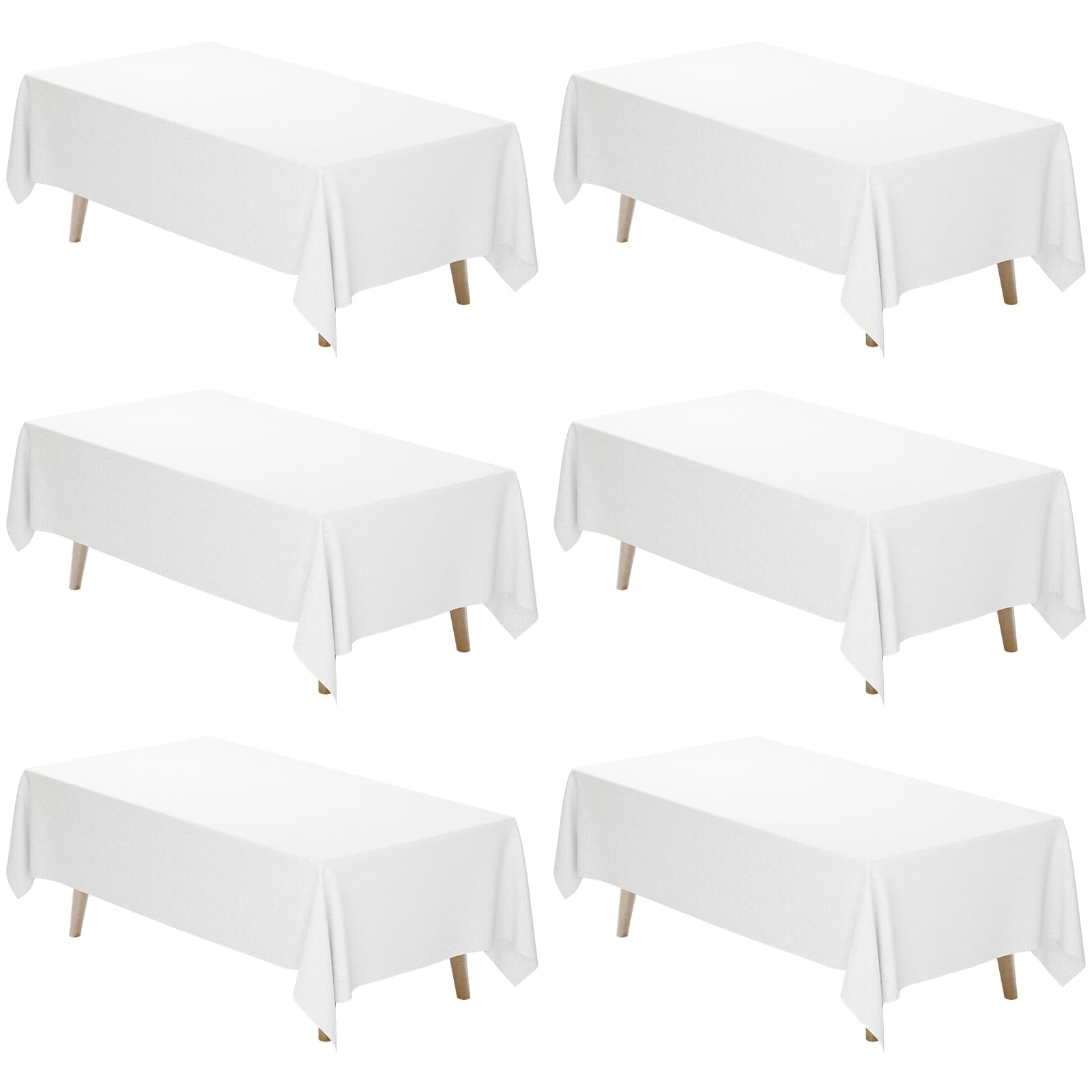 Mantel Fixwal, Tela De Poliéster Blanco, 180 X 300 Cm, Paquete De 6