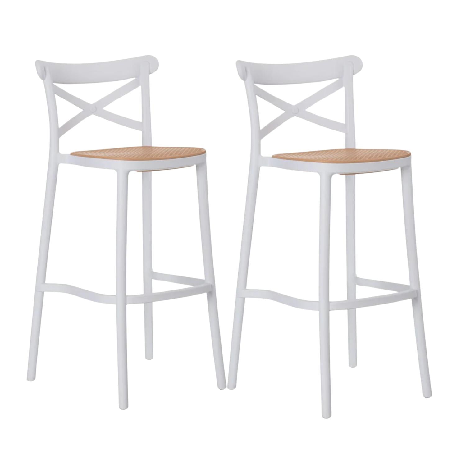 Pandalino - Pack 2 Taburetes Bar Valentino Blanco 65 Cm | Apilable| Exterior