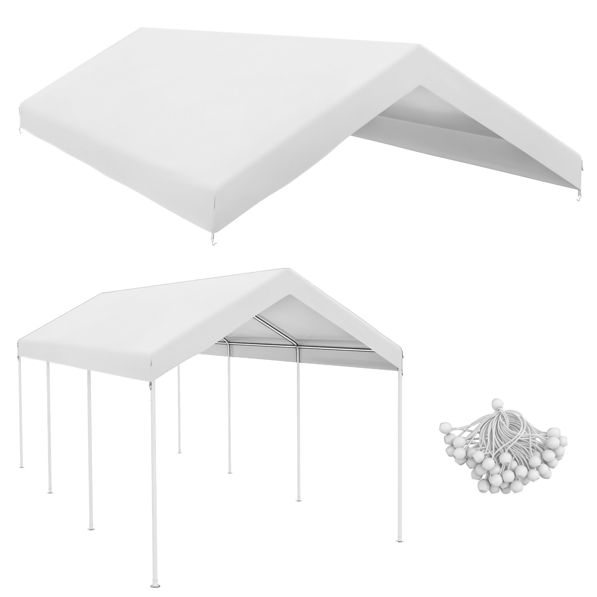 Toldo Para Cochera Outsunny 600x295 Cm Impermeable Y Protección Uv Blanco