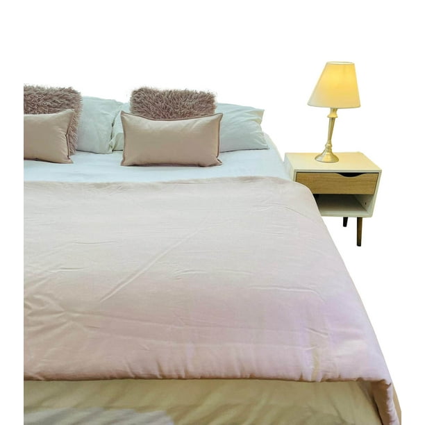 Set Lino color Rosa Nude Piecera 260 x 90 cm + 2 cojines 50 x 30 cm
