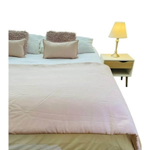 Antonia Paz - Set Lino Color Rosa Nude Piecera 240 X 90 Cm + 2 Cojines 50 X 30 Cm