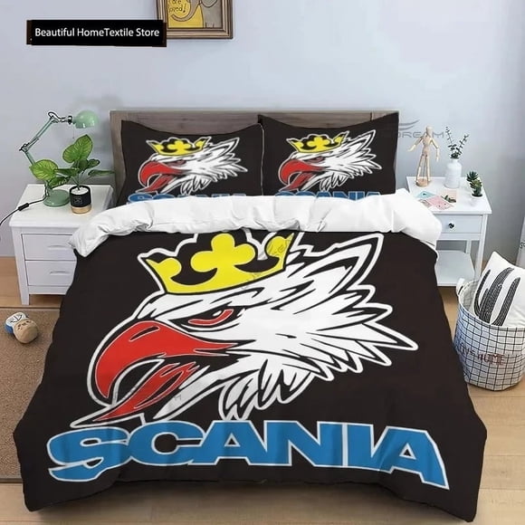 Eagle Head Truck S-Scania Patterns Comforter Bedding Set,Duvet Cover Bed Set Quilt Cover Pillowcase,King Queen Size Bedding Set