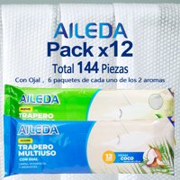 Aileda Trapero Humedo - 12 - Unidad Paquete De 12 Bolsas （6 Coco + 6 Limón）- 40 Cm - 60 Cm Fragancia De Coco Trapero Multiuso