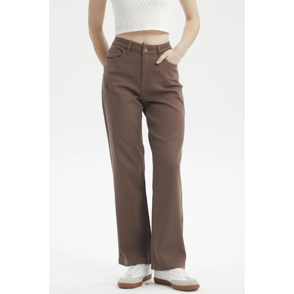 Jeans Mujer Calce Recto Color Chocolate