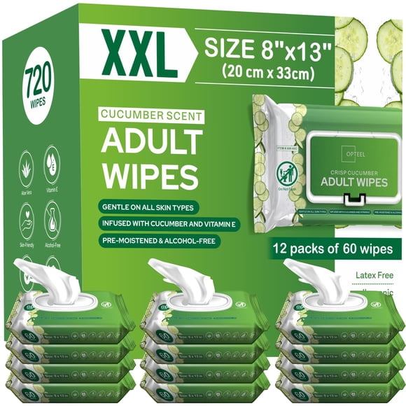 Toallitas OPTEEL para adultos, extra grandes, perfumadas, 720 toallitas