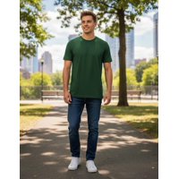 Jagima - Polera Premium Algodón 100% Manga Corta Basico Estampar Verde M