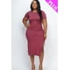 thumbnail image 2 of Vestido Midi con Dobladillo Dividido y Fruncido Lateral con Cordón Ajustable de Talla Grande, 2 of 5