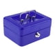 thumbnail image 3 of práctica mini caja de dinero en efectivo caja fuerte de seguridad de acero inoxidable metal azul, 3 of 5