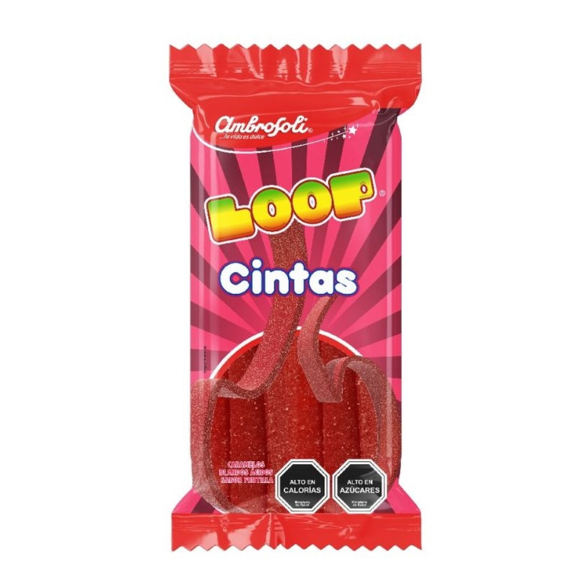 Caramelos Blandos Loop Cintas Frutilla 67 g Ambrosoli