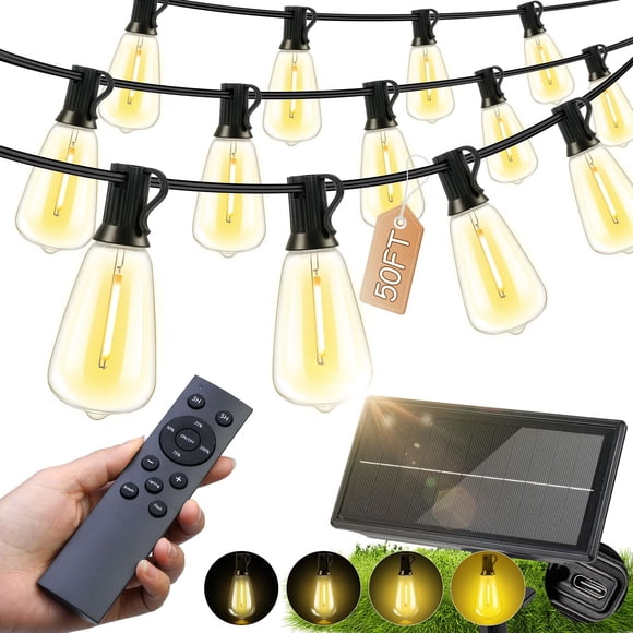 Luces solares FUANXIEI ST38 de 15 m, resistentes al agua, con control remoto