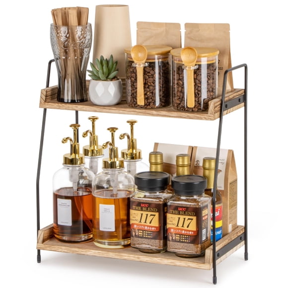 Organizador para Estación de Café ANBOXIT con Estantes de Madera de 2 Niveles