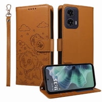 Funda Billetera Foxdock Compatible Con Motorola Moto G35 5G, Diseño Perrito Tierno, Ranuras Para Tarjetas Y Soporte Plegable