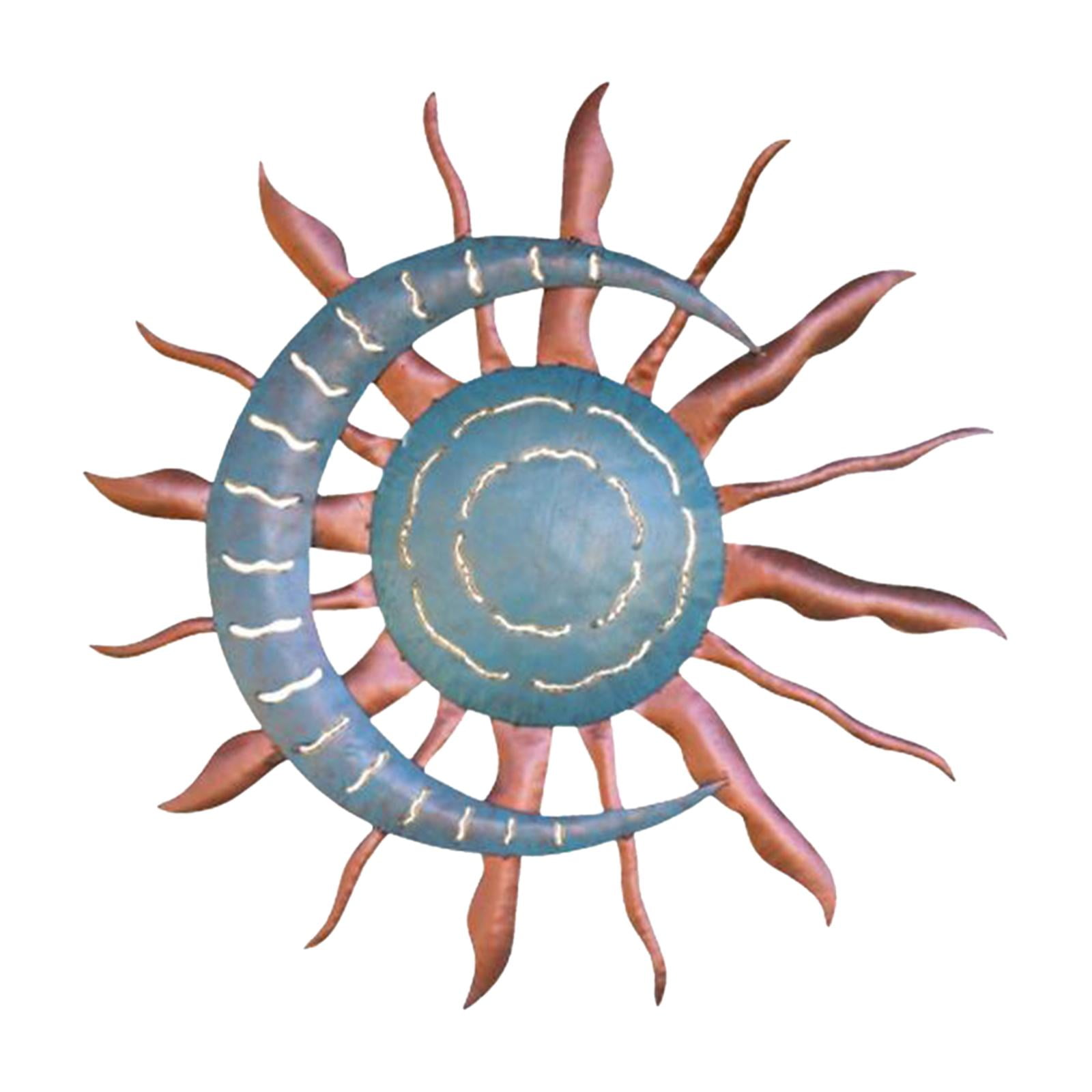 Bothyi - Decoración De Pared De Sol Y Luna, Decoración Artística De Pared De Hierro Para Dormitorio, Sala De Estar, Balcón, Azul