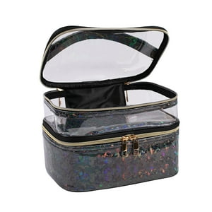 Genérico - Neceser De Doble Capa Neceser De Maquillaje Neceser Negro Transparente