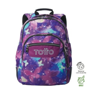 Mochila Escolar Para Niña Notebook 14"" Rayol Glitter Morado Totto