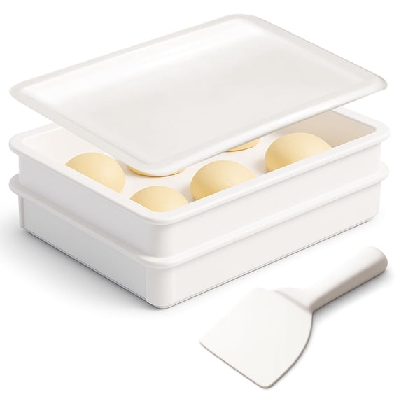 Kit de cajas de prueba DoughMate para masa y pan para pizza, 2 bandejas con tapa
