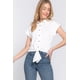 thumbnail image 1 of Saronite Camiseta de Punto Elástico de Manga Corta con Botones Delanteros Anudados en el Frente, Color Blanco (para Mujer), 1 of 4
