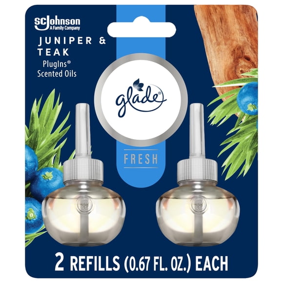 Recambios Glade Plugins para ambientador, enebro y teca, 40 ml, paquete de 2