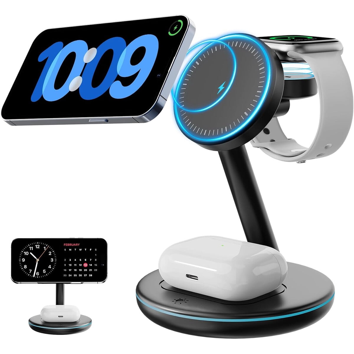 Genérico - Base De Carga 3 En 1 Magsafe Iphone Airpods Watch