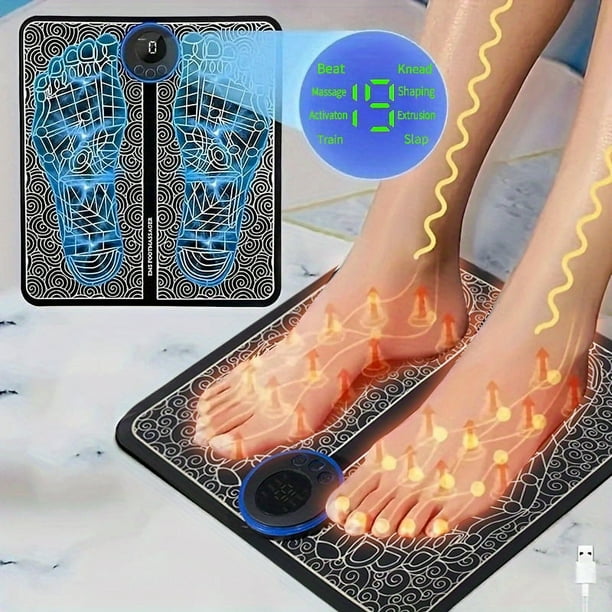 Electric EMS Foot Massager Pad Remote Controlable & Rechargeable Pain Relief Relaxation Foot Acupoint Massage Pad Muscle Stimulation Improve Blood Circulation Gifts For Home Office Holiday