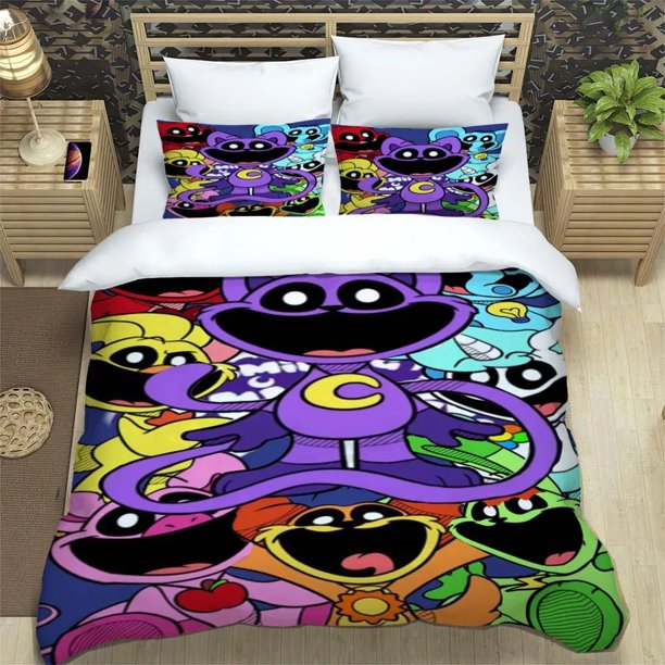 v572 Bed Sheets Cartoon Smilings Critters Bedding Set,Duvet Cover Comforter Bed Set Quilt Cover Pillowcase,King Queen Twin Size Boys Girls Adult 3-Piece Bedding Set (1 Duvet Cover + 2 Pillow Shams) Be