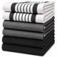 thumbnail image 1 of Bumble Towels - Pack de 6 toallas de 51 cm, algodón, rayas negras, 1 of 6