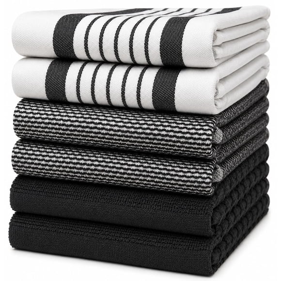 Bumble Towels - Pack de 6 toallas de 51 cm, algodón, rayas negras