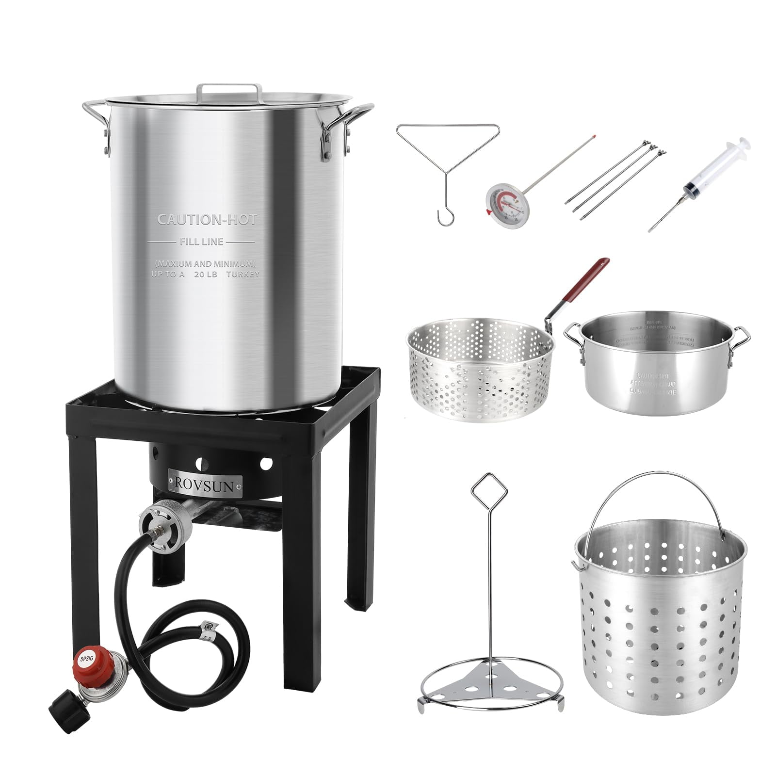 Kit De Freidora De Pavo Y Pescado Rovsun 30qt Con Propano De 55,000 Btu