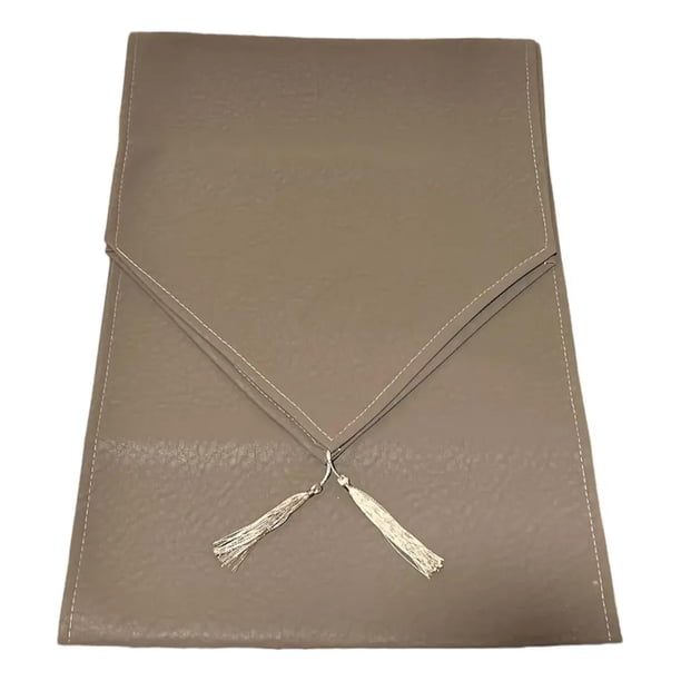 Mantel Camino De Mesa Con Pompon Cuero Sintetico 180x35cm marron