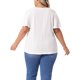 thumbnail image 3 of Agnes Orinda Camiseta de Escuela para Mujer Talla Grande Cuello Redondo Ajuste Suelto Manga con Volantes Verano Hueco Blusas Casuales 2X Blanco, 3 of 6