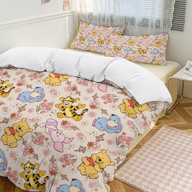 Mushrooms Winnie The Pooh Comforter Set Soft 3 Pcs Twin Bedding Sets Thicken for All Season