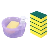 Magideal - Dor De Líquido Para Lavar Platos Con Soporte De Esponja Dor De Jabón De Cocina Multifuncional Con Capacidad De 1000 Ml (6 X Estropajos , Violeta