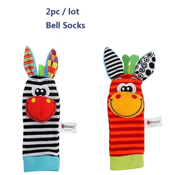 New Newborn Baby Animal Watch With Wrist Strap Socks With Rattle Bell Newborn Baby Puzzle Early Education Toy