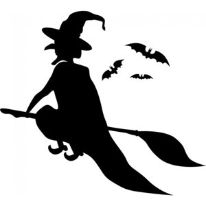 Rienda Libre Graphics - Decomural Witch, Bat, Broomstick Halloween Ws-17802