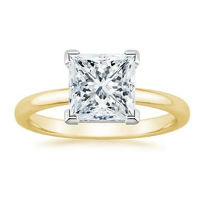 Paris Jewelry - Anillo De Compromiso Pj Jewelry 4 Ct 18K Oro Amarillo Zafiro Blanco Princesa Mujer