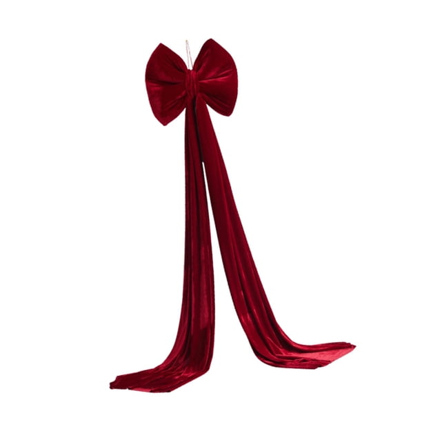 Lazo de Navidad Gran Lazo Decorativo de Adorno Navideño de Terciopelo con Cinta Larga para Columnas Exteriores Adecuado para Fiestas Decoración 40 cm x 160 cm