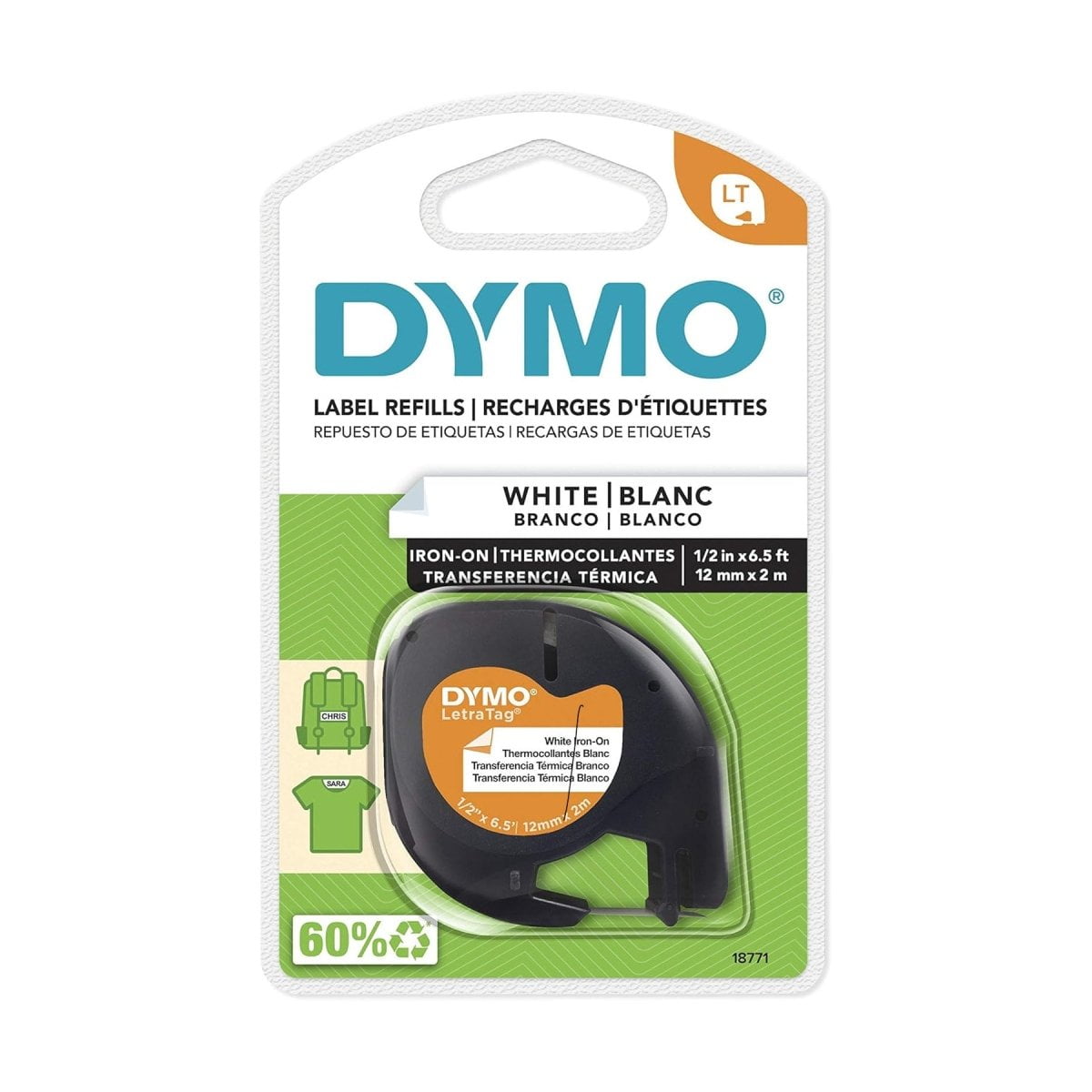 Cinta Etiqueta Dymo Letra Tag Original Para Ropa 12mmx2m