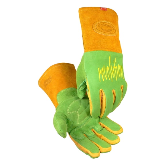Guantes de soldadura Caiman Premium Wasabi Green Split Deerskin