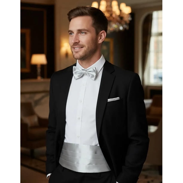 Faja Formal Corbatin Ajustables Hombre Matrimonio Cummerbund gris Talla Única