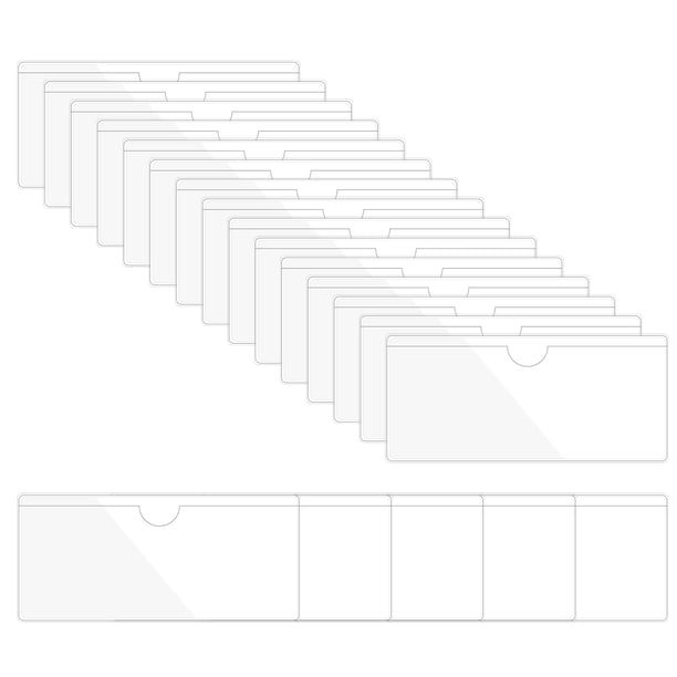 Uxcell 20 piezas de bolsillos autoadhesivos para tarjetas índice, soporte de etiquetas de plástico, fundas adhesivas transparentes 4" x 9"